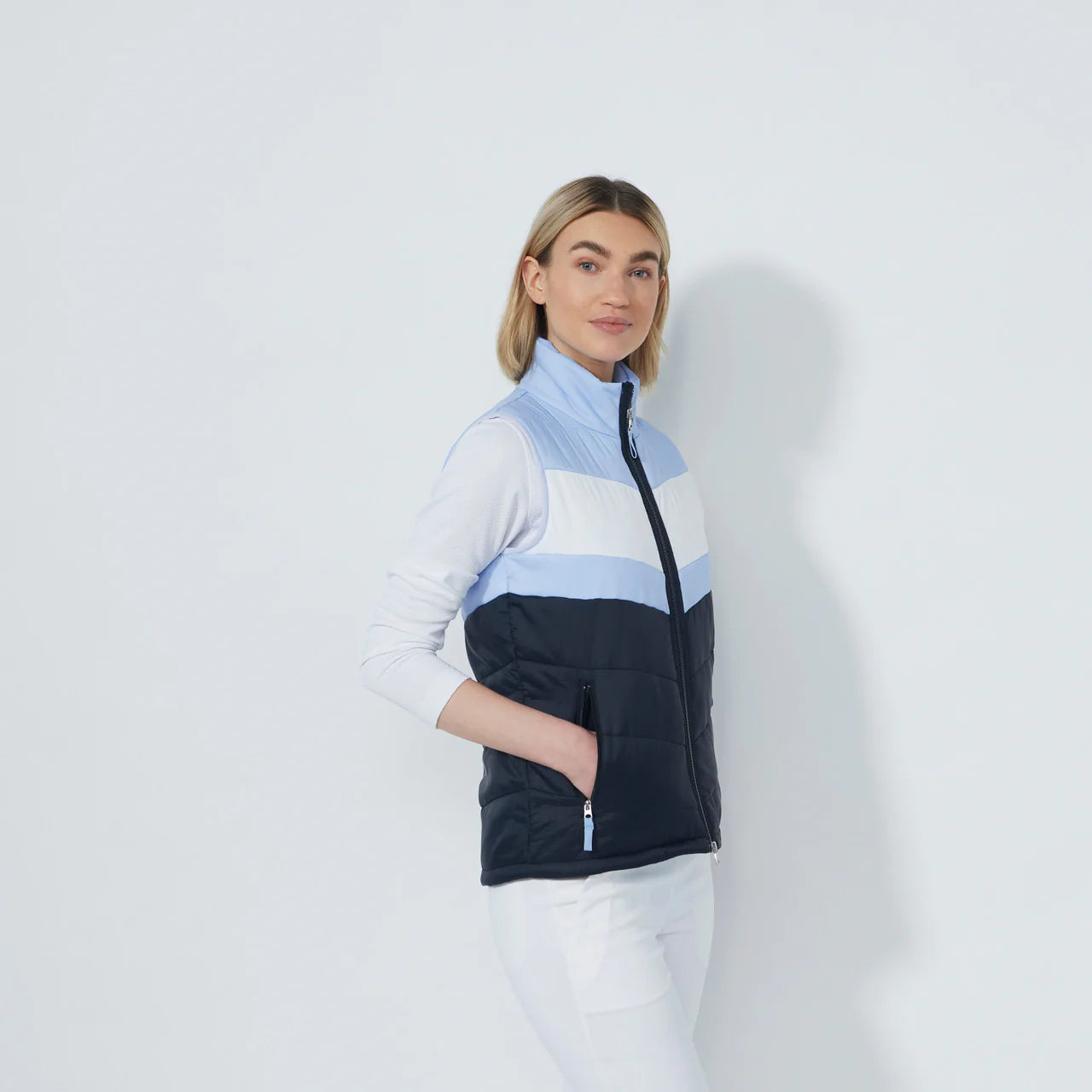 Blockstriped Padded Vest - Navy
