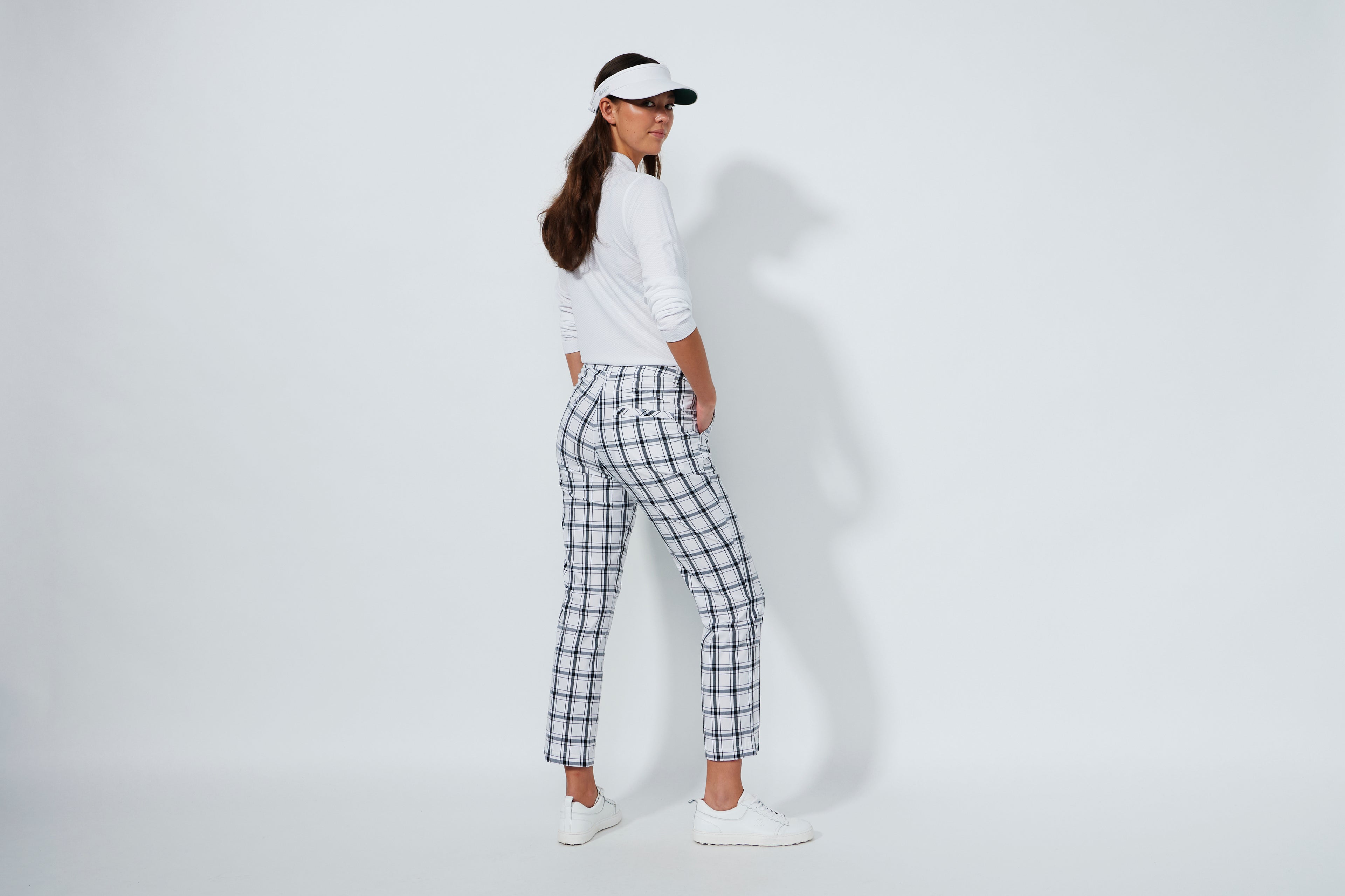 Golf Plaid Ankle pants - white/black