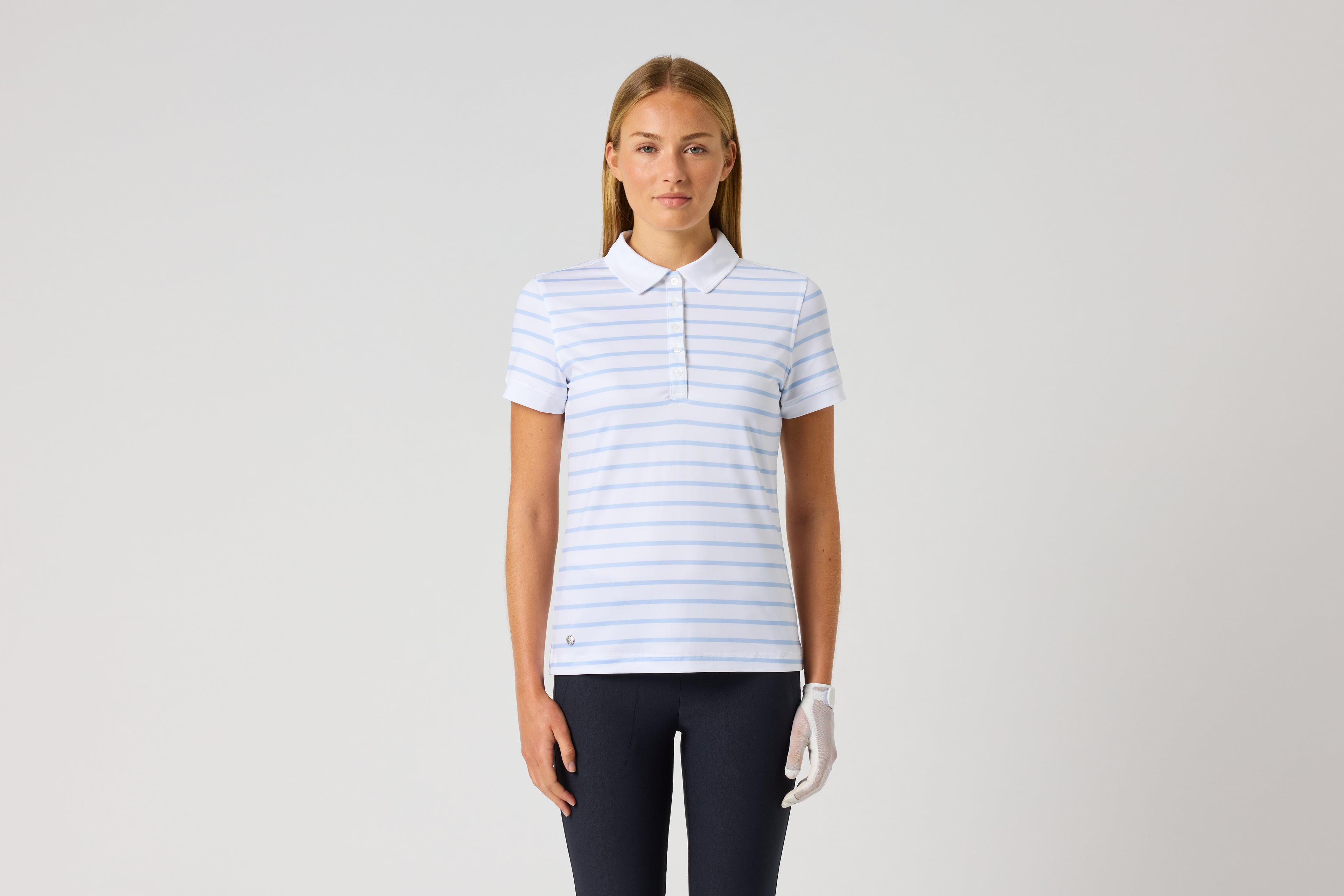 Printed SS Polo shirt - Light Blue Stripe