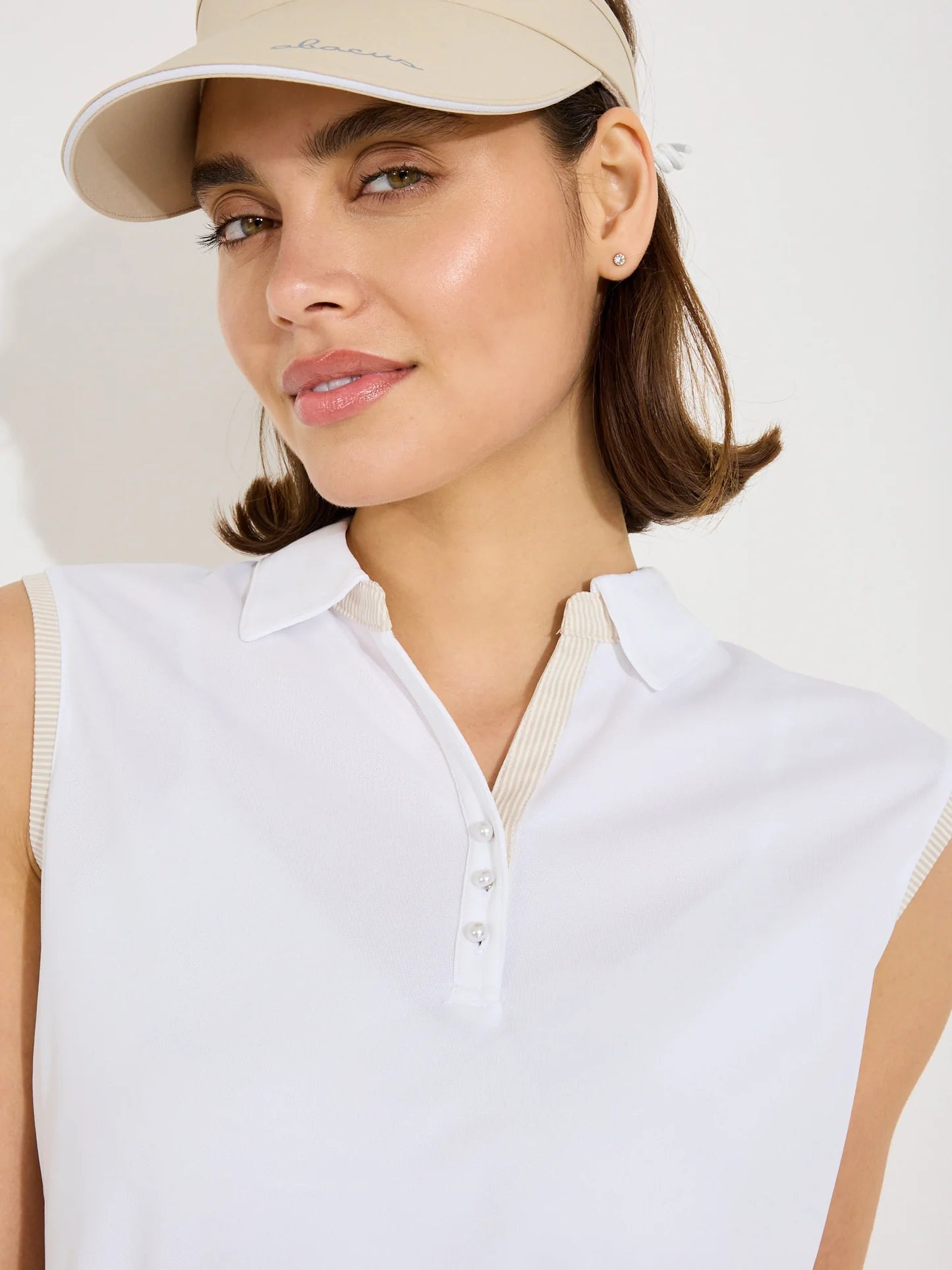 Lds Bovey drycool sleeveless - white/lt.sand