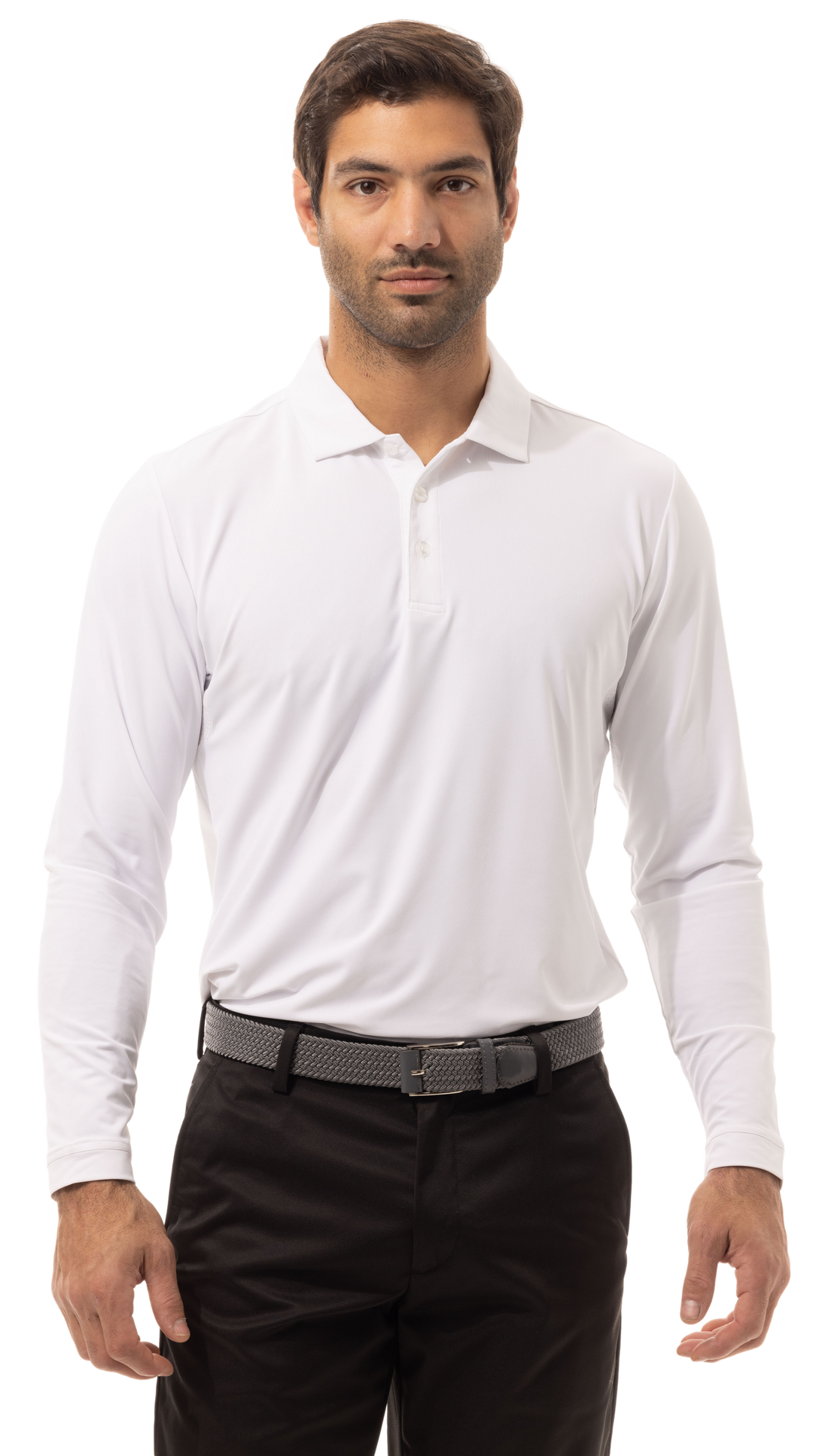 Long Sleeve Polo Melange with Mesh