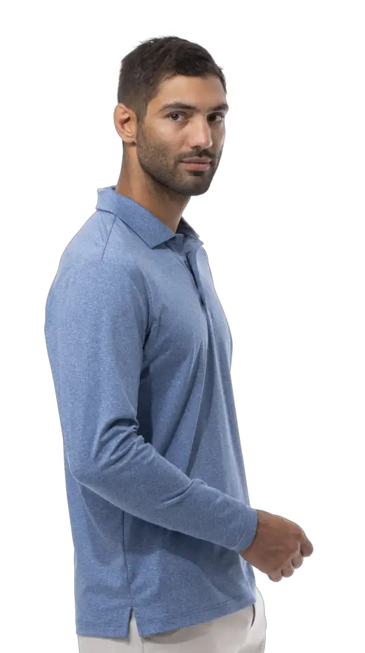 Long Sleeve Polo Melange with Mesh