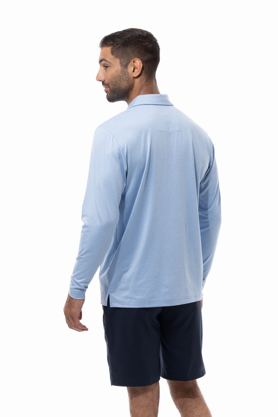 Long Sleeve Polo Melange with Mesh