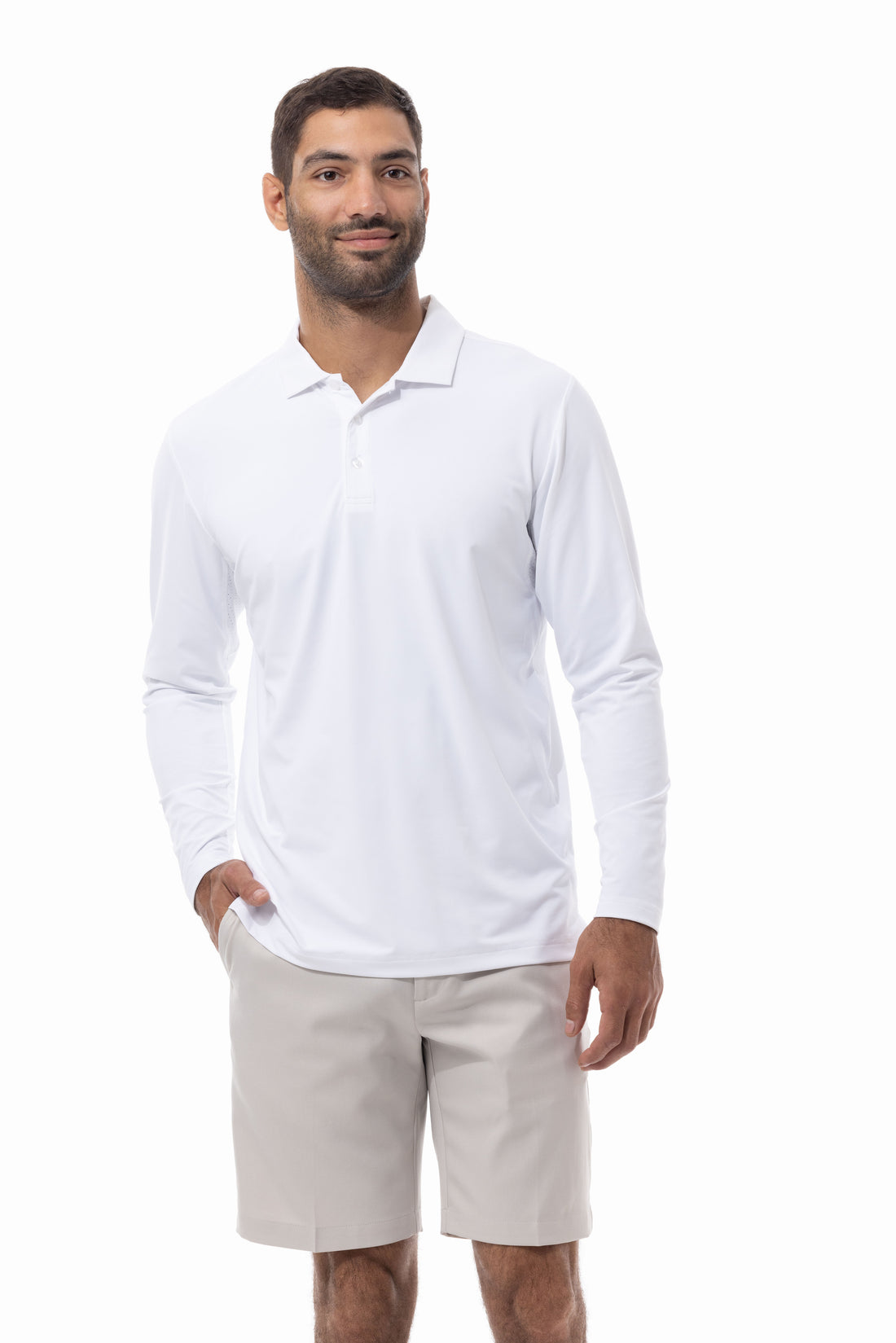 Long Sleeve Polo with Mesh