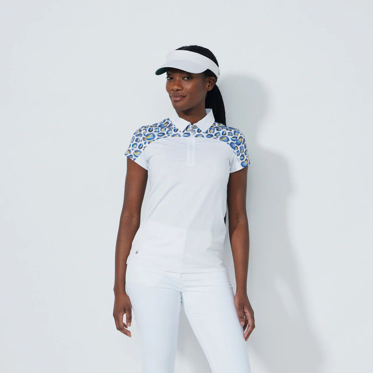 Print insert Cap Polo shirt - White