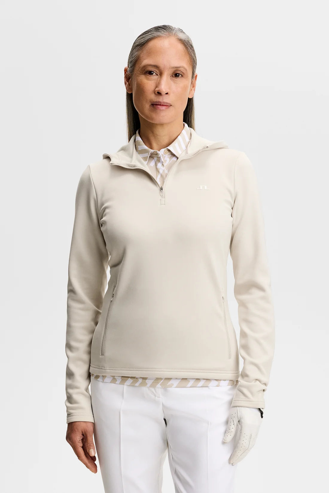 Aerielle Quarter Zip Hood - Moonbeam