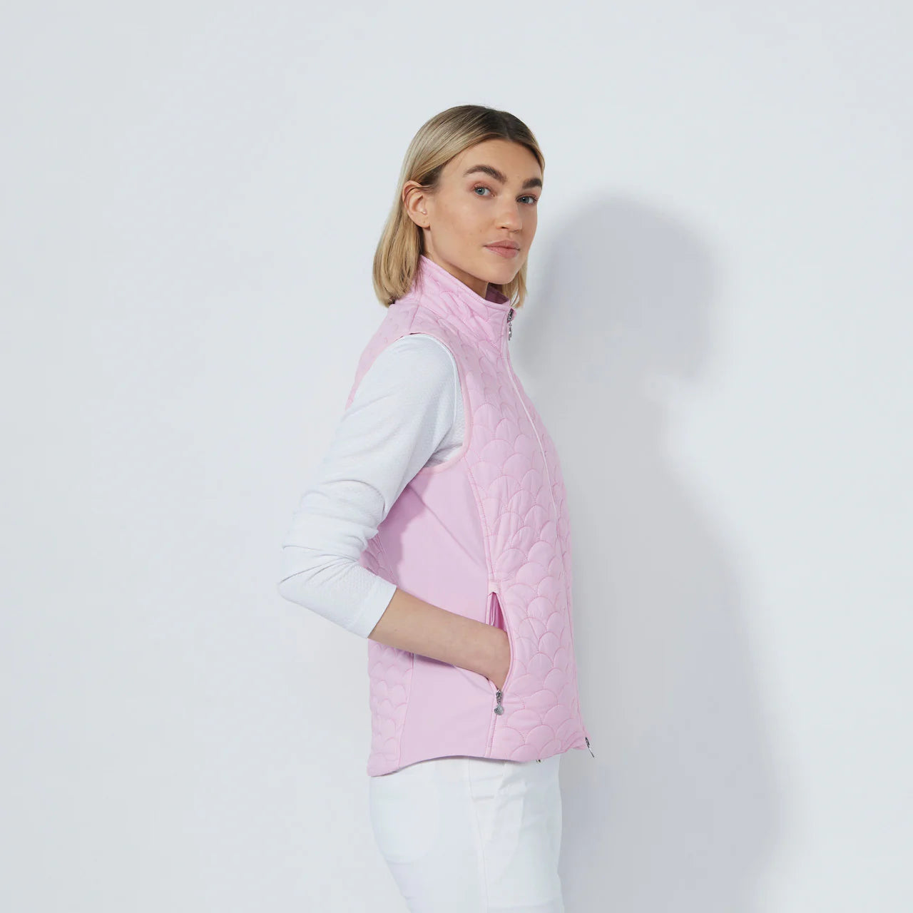 Quilt Padded vest - Pink pansy