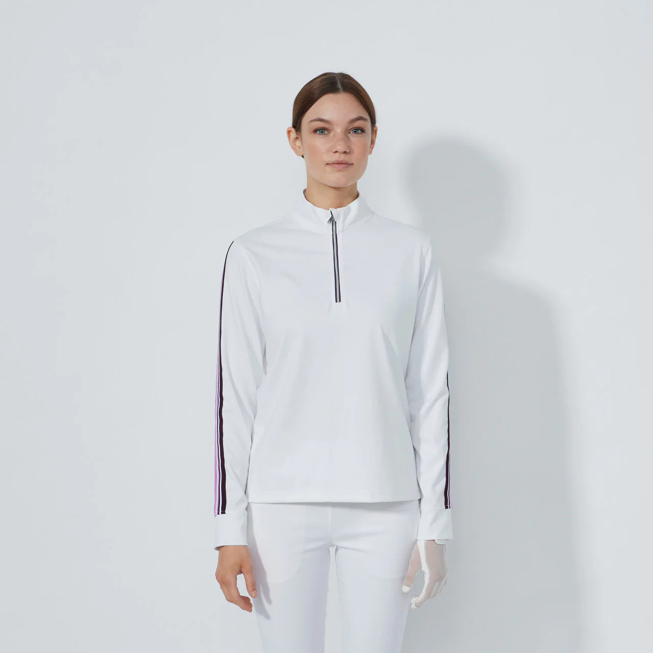 Peach LS Half neck - White