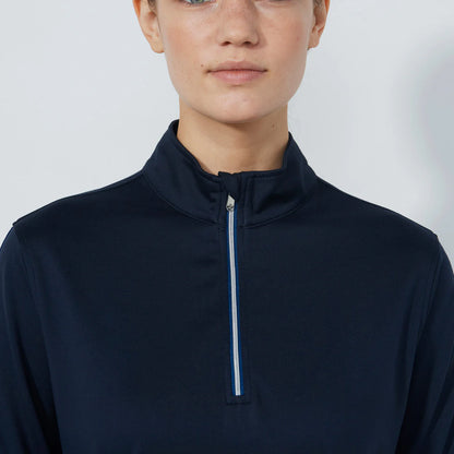 Peach LS Half neck - Navy
