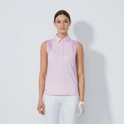 Print insert SL Polo shirt - Pink pansy
