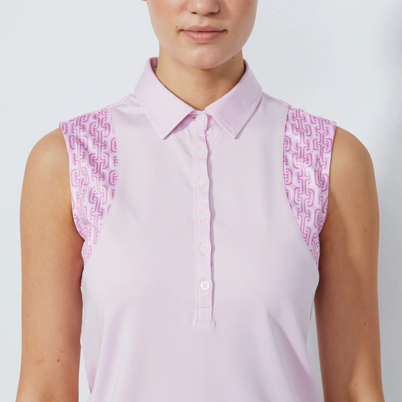 Print insert SL Polo shirt - Pink pansy