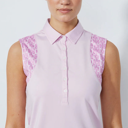 Print insert SL Polo shirt - Pink pansy