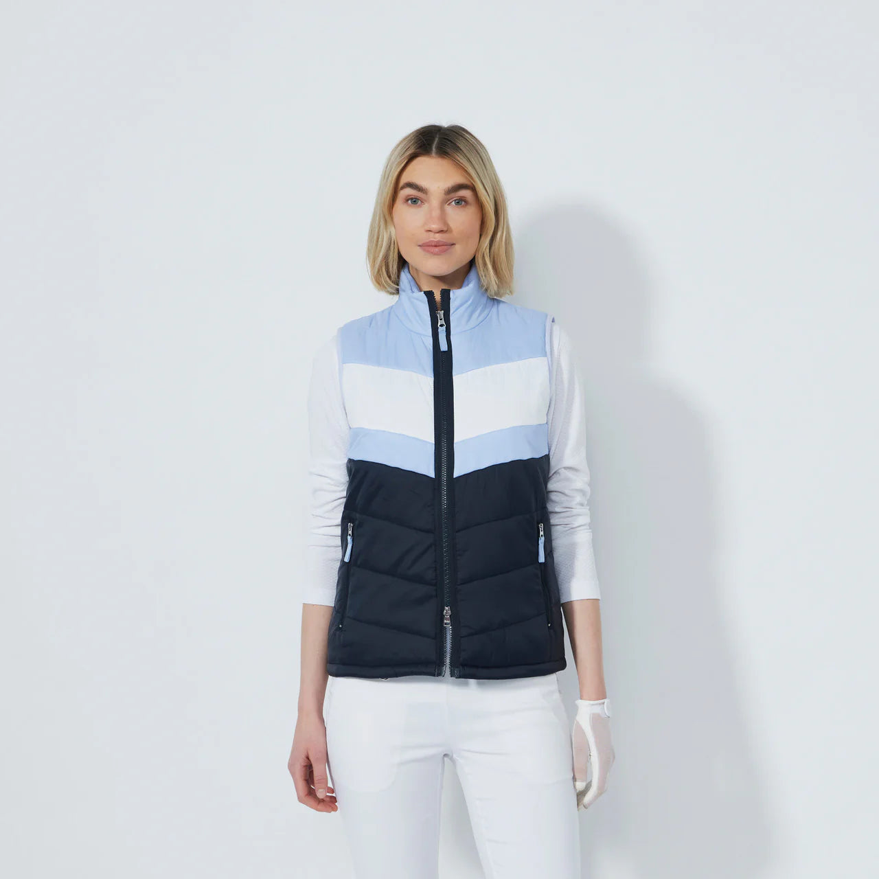 Blockstriped Padded Vest - Navy