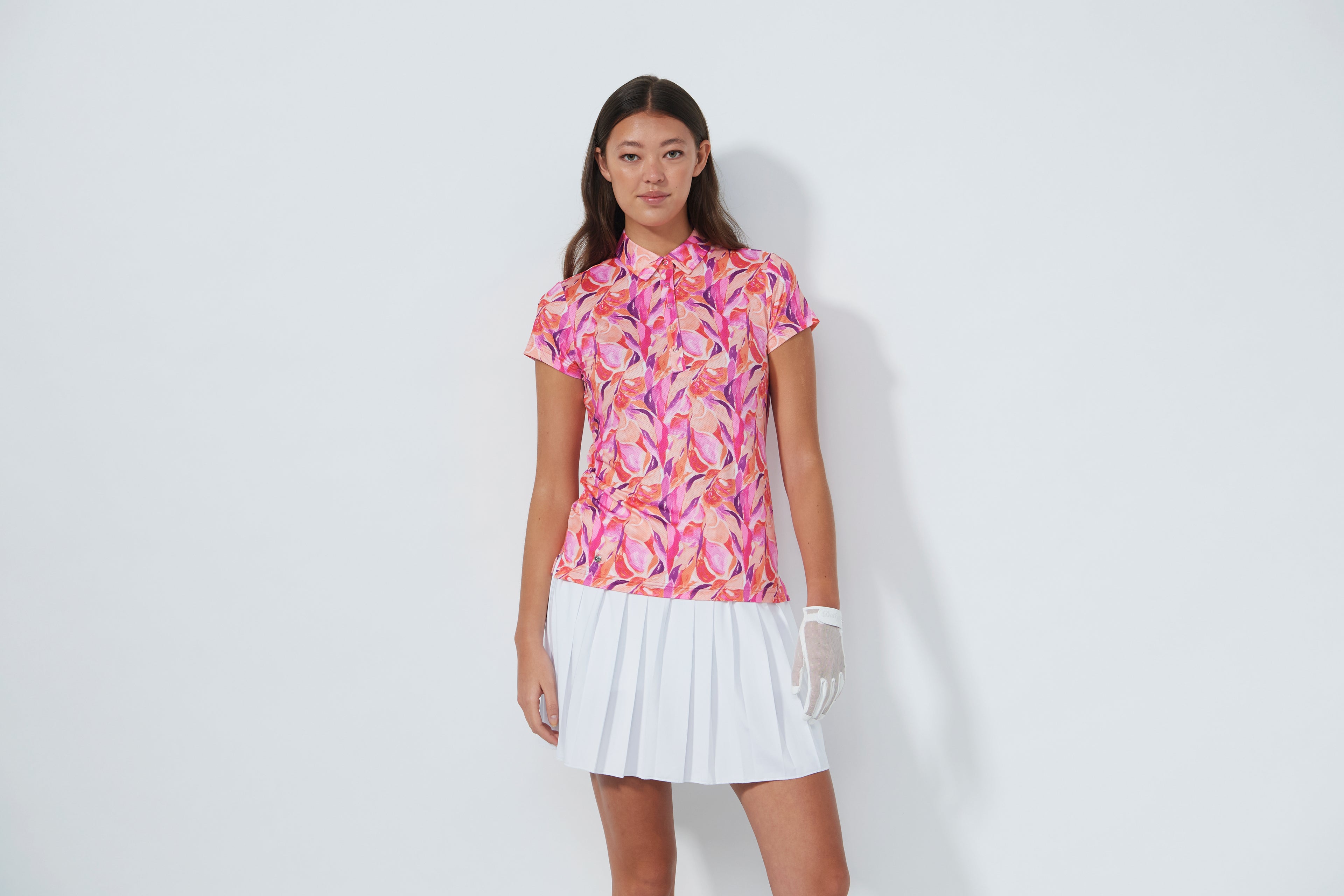 Sheermotion Cap S Polo Shirt - Artsy Leaf