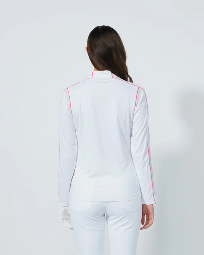Mesh Insert LS Polo Shirt - White
