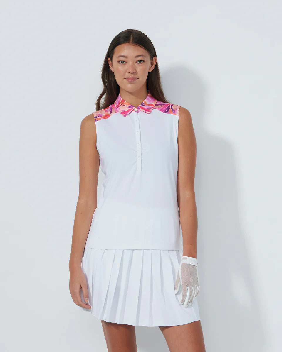 Gathered SL Polo shirt - White