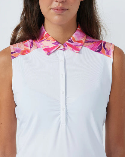 Gathered SL Polo shirt - White