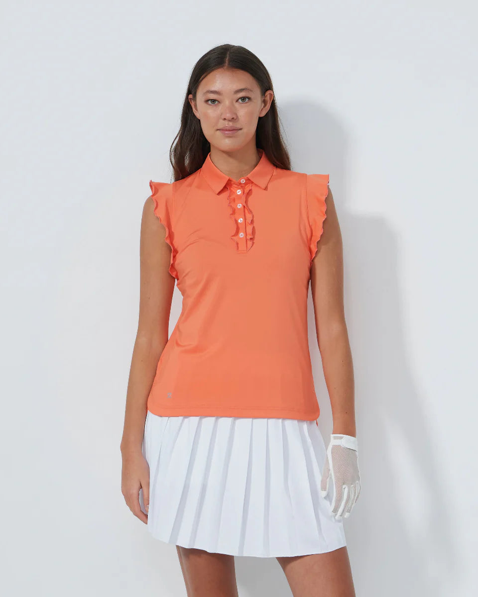 Frill SL Polo shirt - Electric Orange