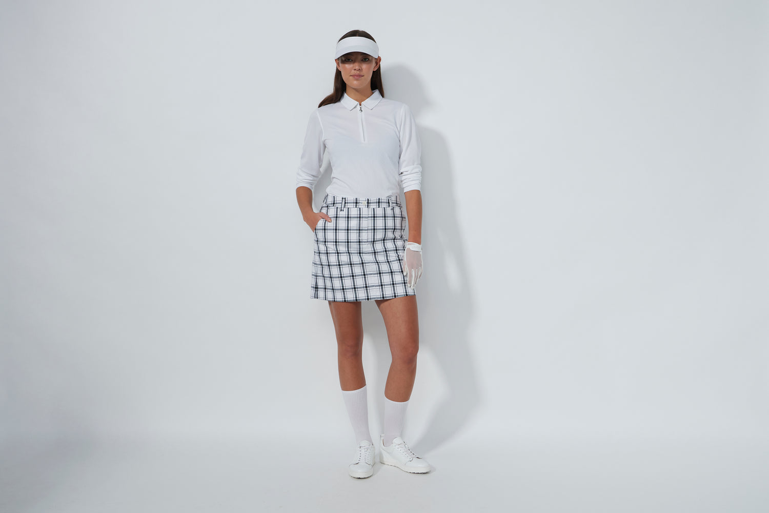 Golf Plaid Skort 45 cm - white/black