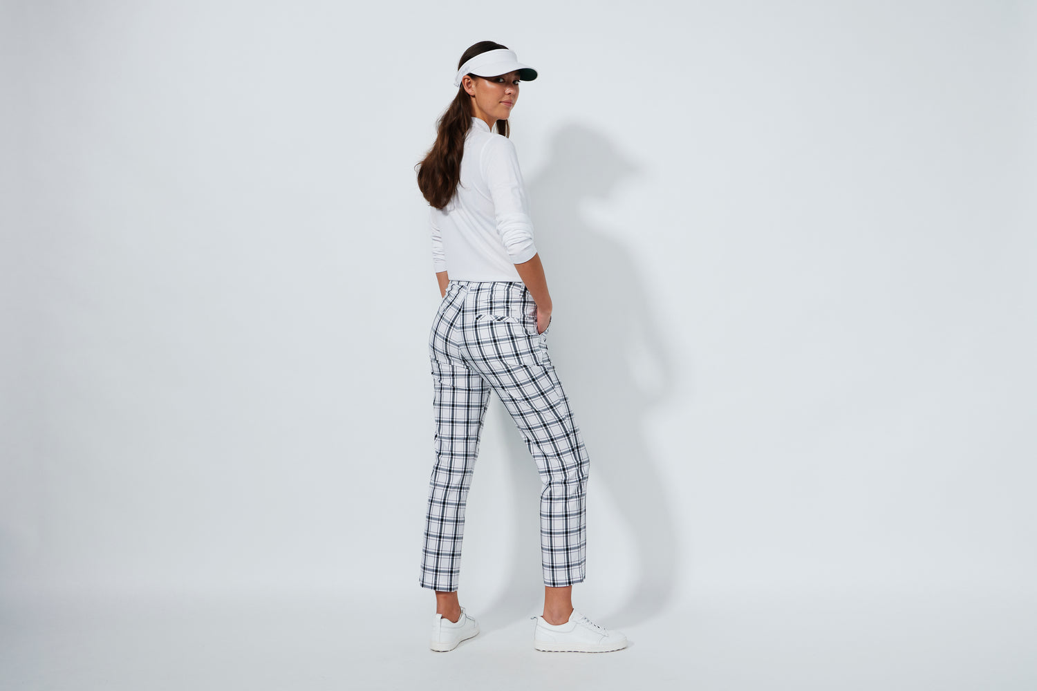 Golf Plaid Ankle pants - white/black