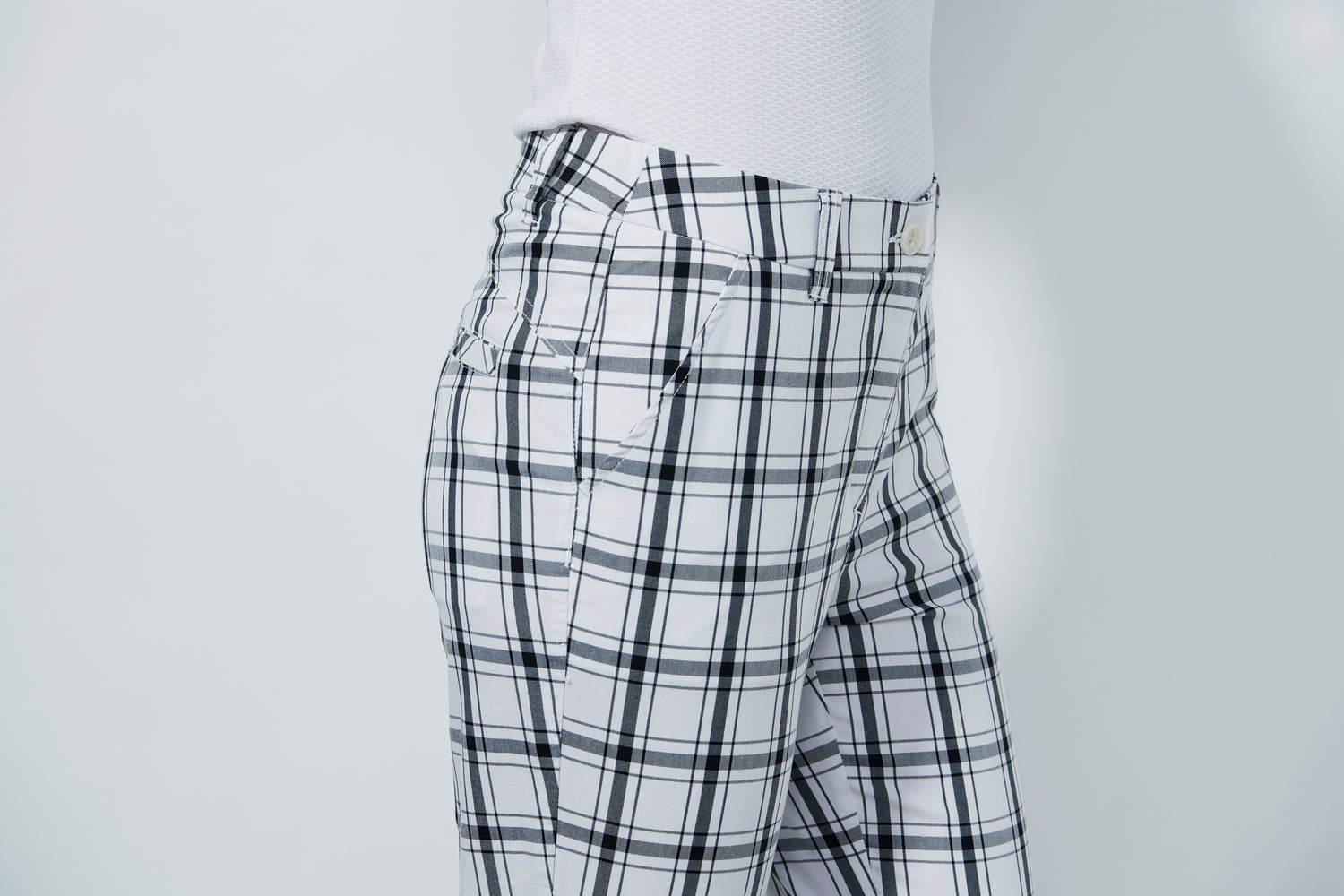 Golf Plaid Ankle pants - white/black