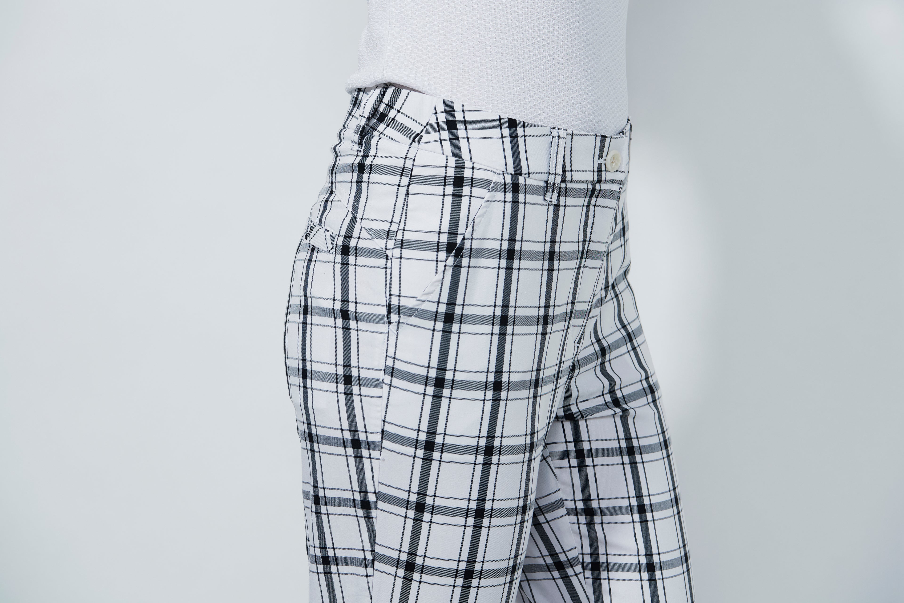 Golf Plaid Ankle pants - white/black