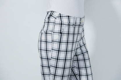 Golf Plaid Ankle pants - white/black