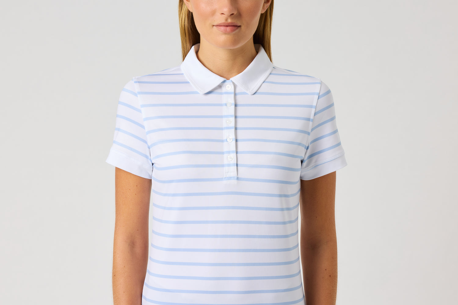 Printed SS Polo shirt - Light Blue Stripe