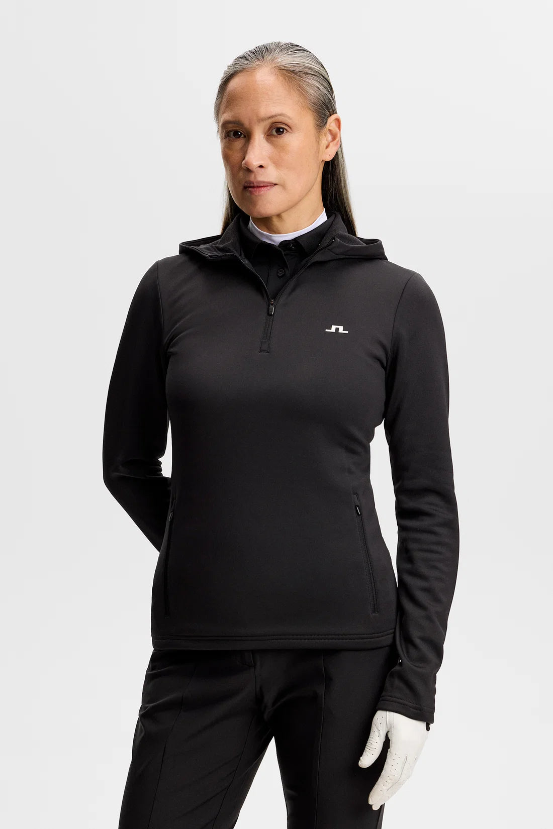 Aerielle Quarter Zip Hood - Black