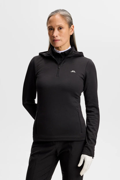 Aerielle Quarter Zip Hood - Black