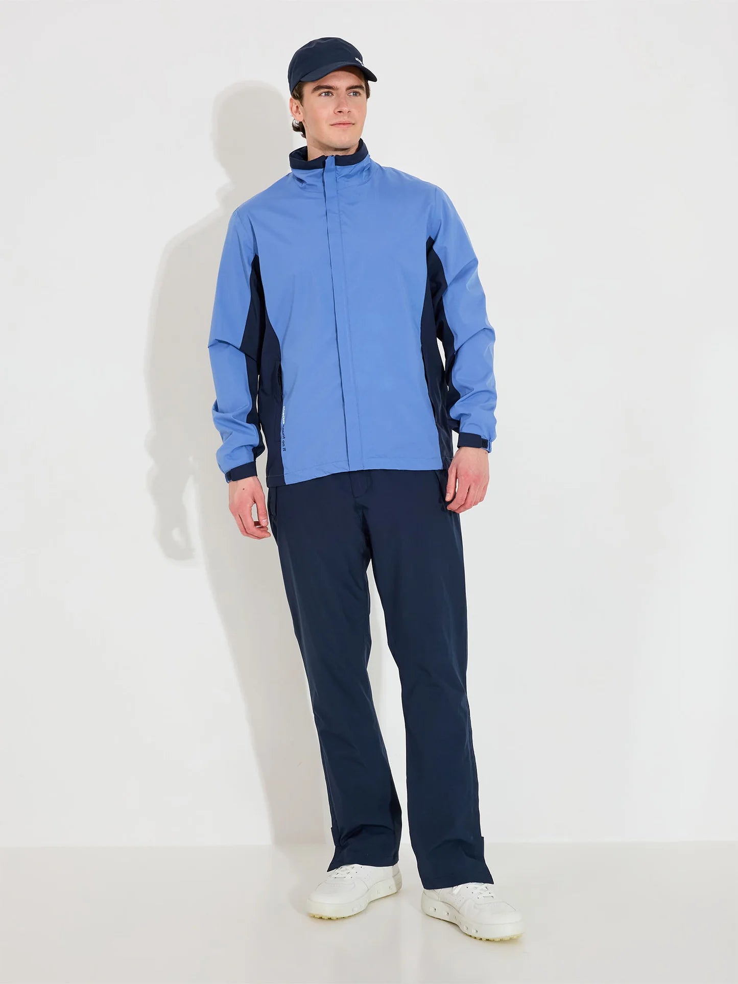 Mens Links stretch rainjacket - horizon blue