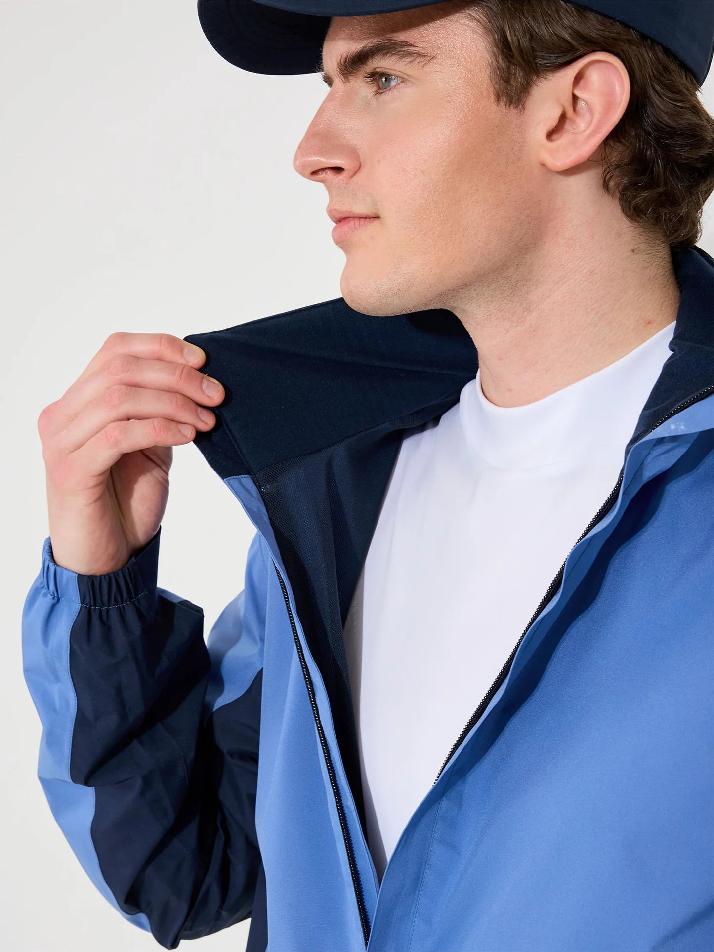 Mens Links stretch rainjacket - horizon blue