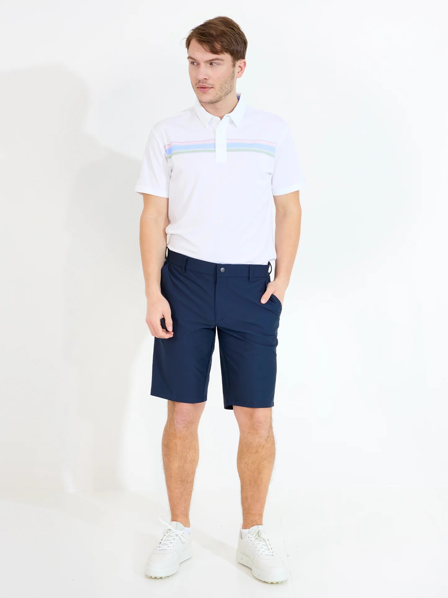 Mens Cruit drycool polo - white/iceblue