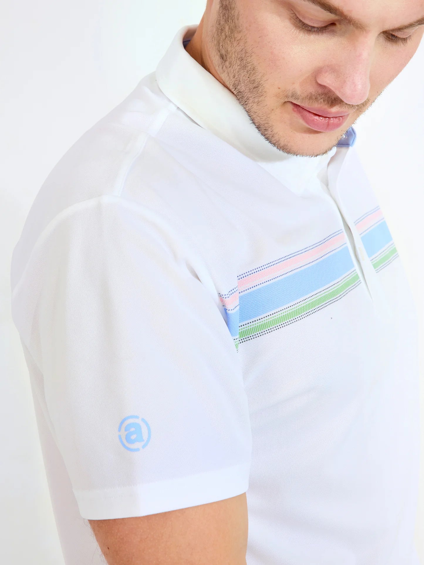 Mens Cruit drycool polo - white/iceblue