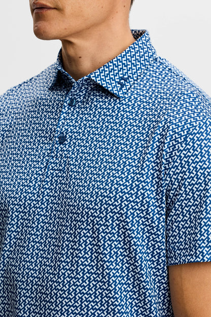 Bala Print Polo - Bias Bridge Estate Sky S