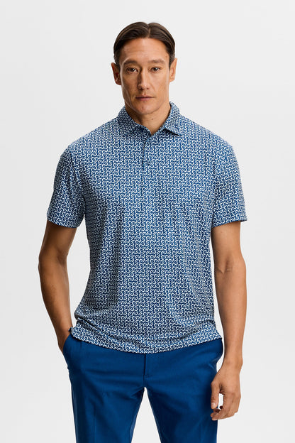 Bala Print Polo - Bias Bridge Estate Sky S