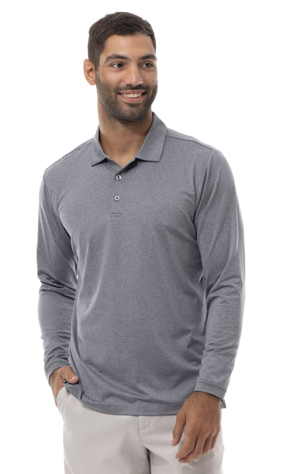 Long Sleeve Polo Melange with Mesh