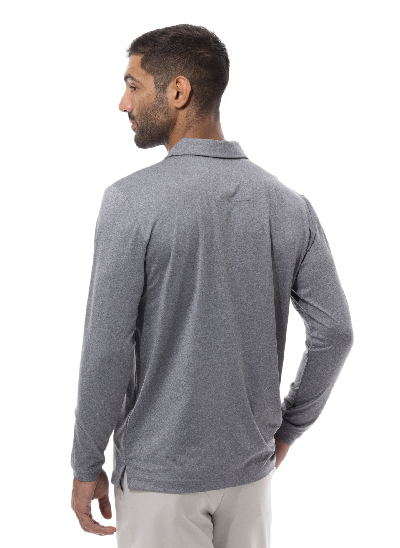 Long Sleeve Polo Melange with Mesh