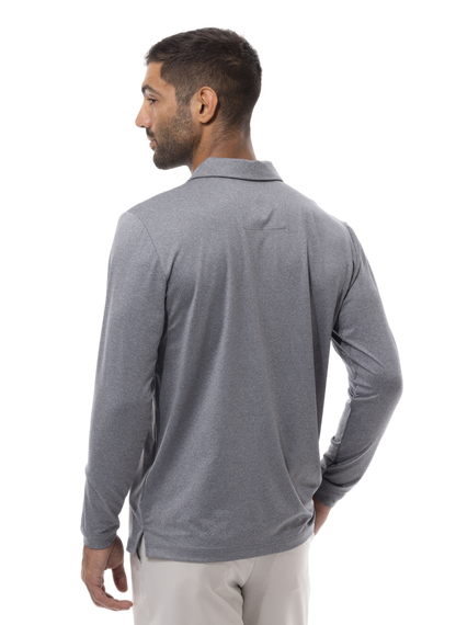 Long Sleeve Polo Melange with Mesh