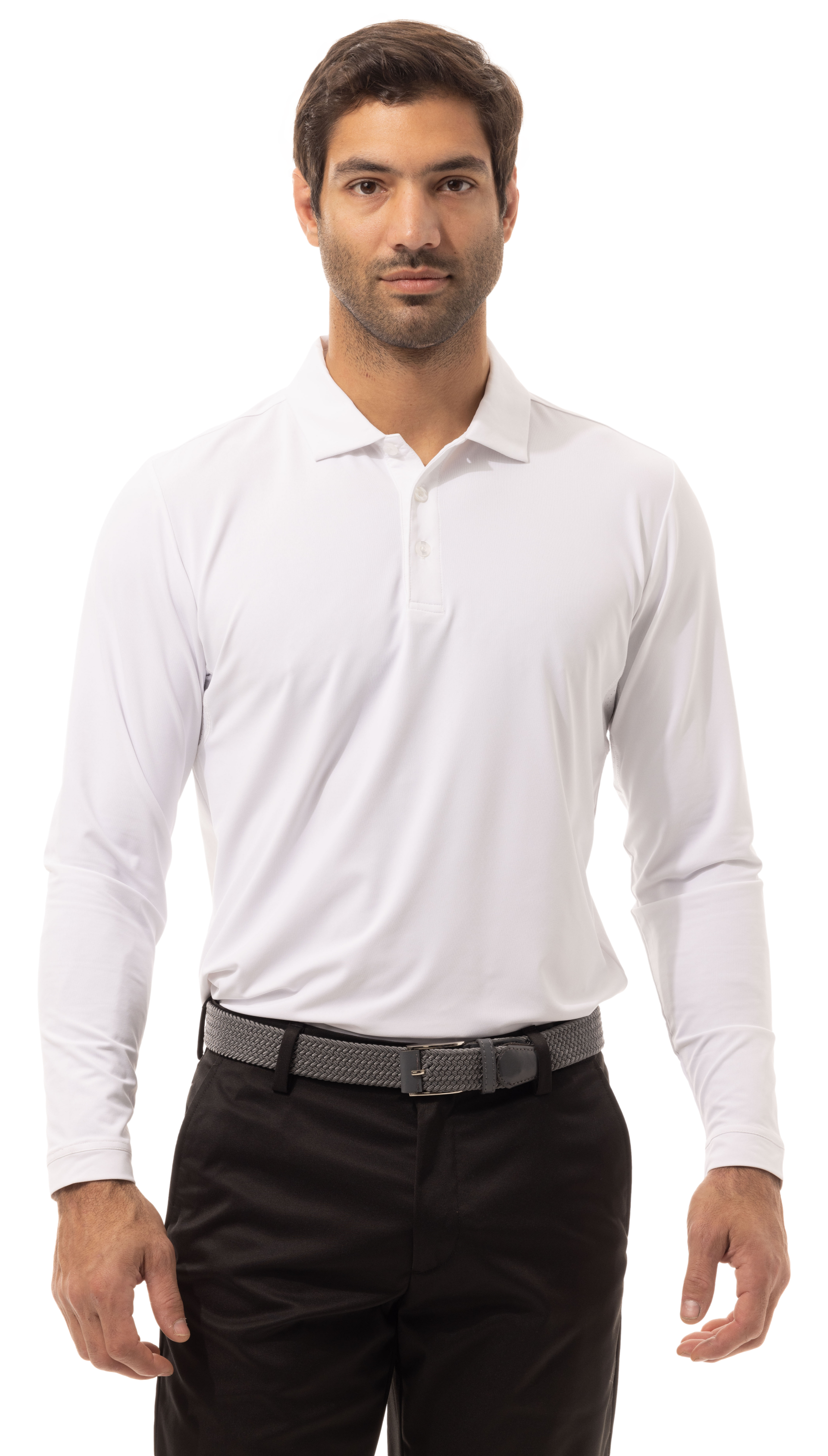Long Sleeve Polo Melange with Mesh