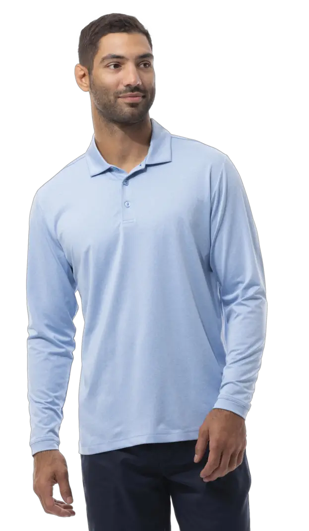 Long Sleeve Polo Melange with Mesh