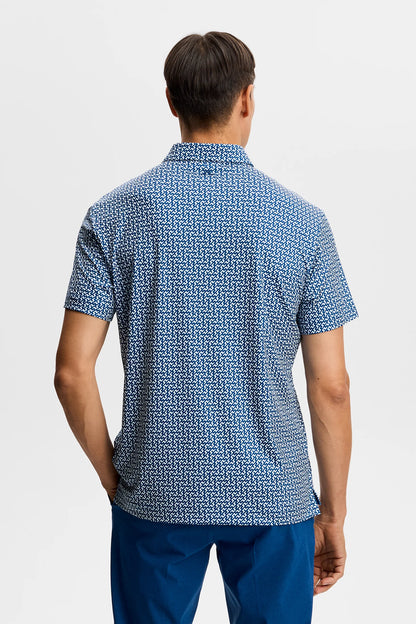 Bala Print Polo - Bias Bridge Estate Sky S